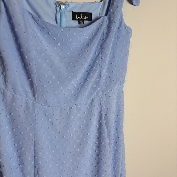 Lulu's Bimini Periwinkle Blue Swiss Dot Tie-Strap Midi Dress - Picture 3 of 6